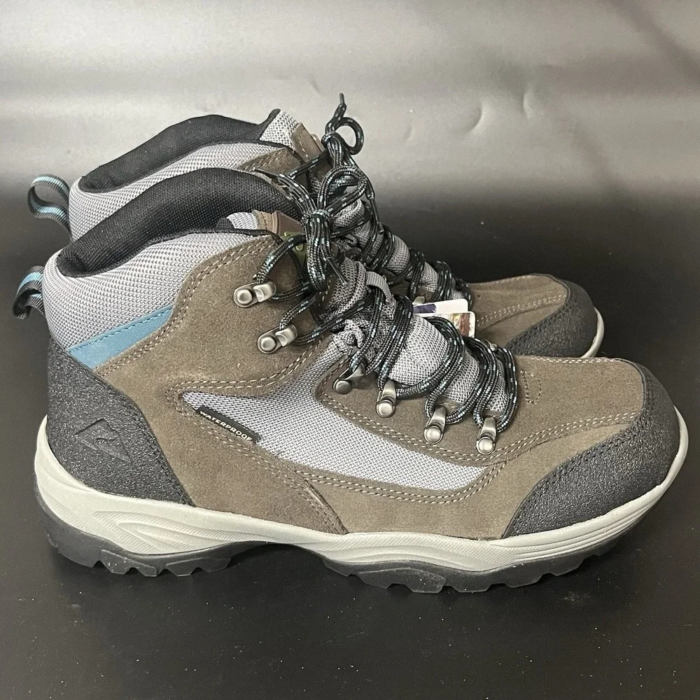 Ozark Trail Hilltop Mens Waterproof Hiking Boots Grey Suede Mesh 587812926 11.5
